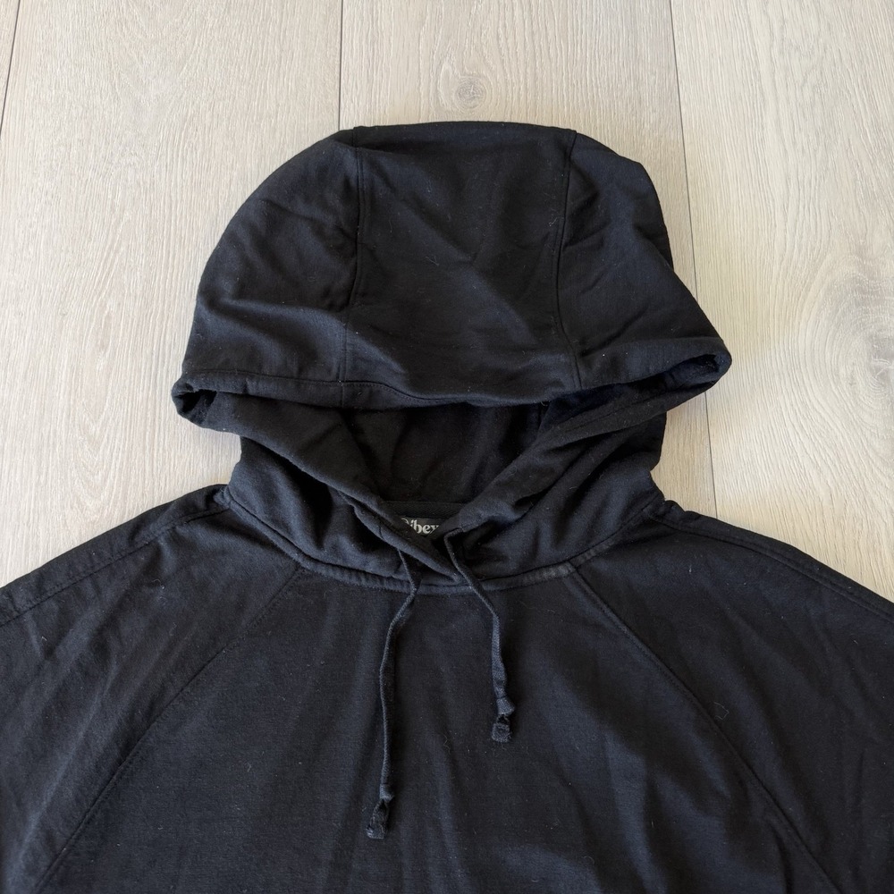 Ibex Black Merino Wool Hoodie Men's Size L Large Pullover Midweight
